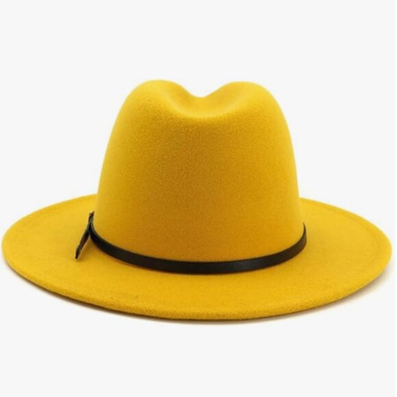 Yellow Wool Hat with Belt Buckle - Picture 4 of 5